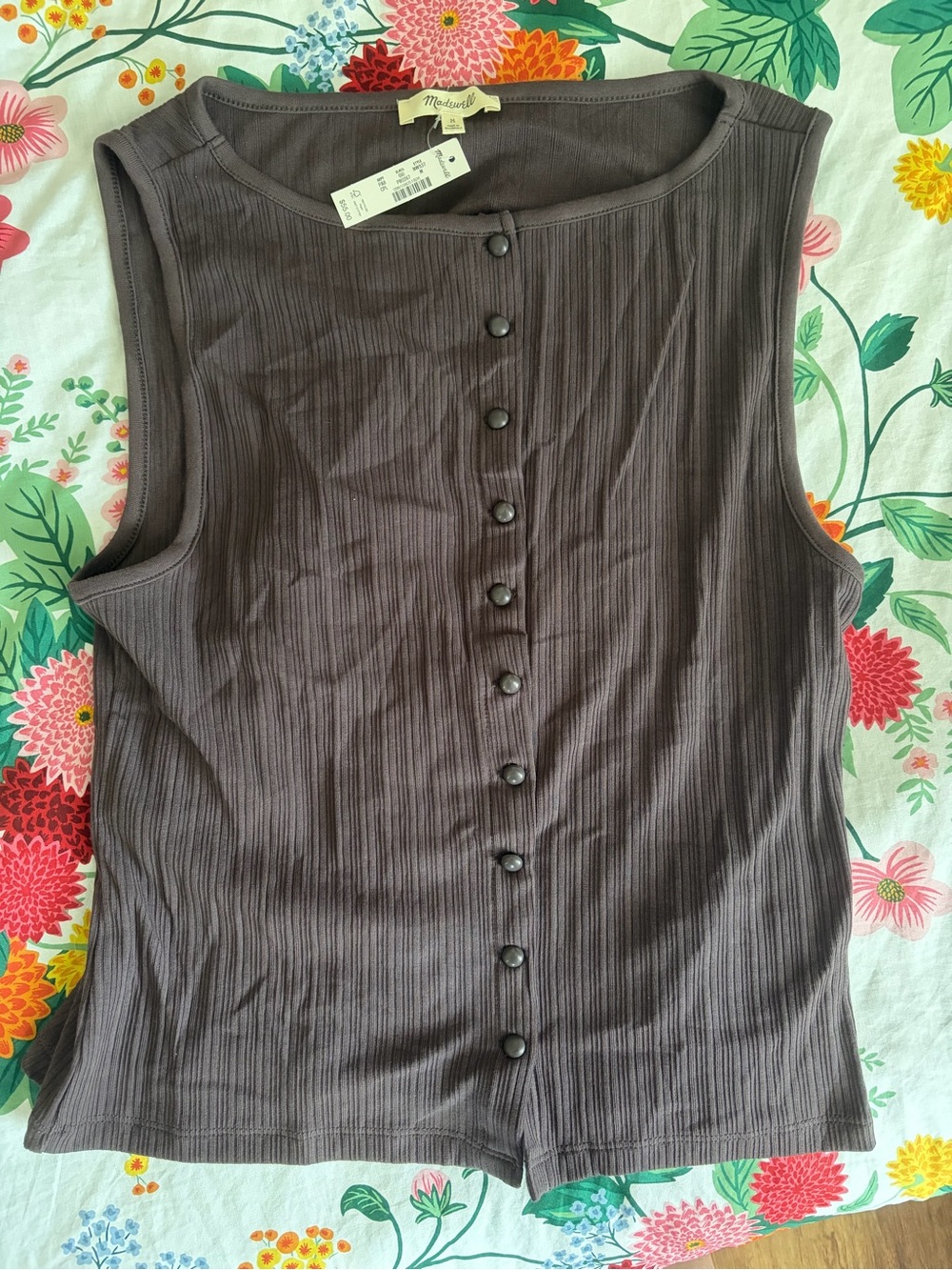 Madewell brown/grey sleeveless top- NWT